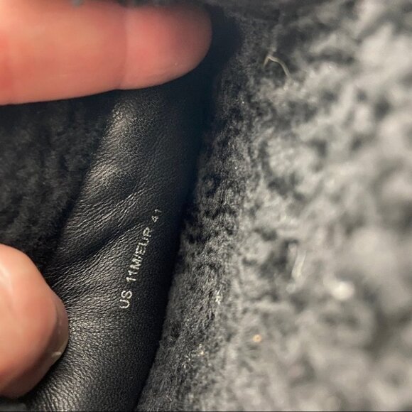 NEW Vince Loni Slippers Black Size 11 Lamb Fur Shearling Round Toe Minimalist‎ - Picture 10 of 13